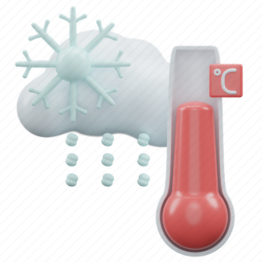 Snow, cloudy, and, thermometer, celsius, weather 3D illustration - Download on Iconfinder