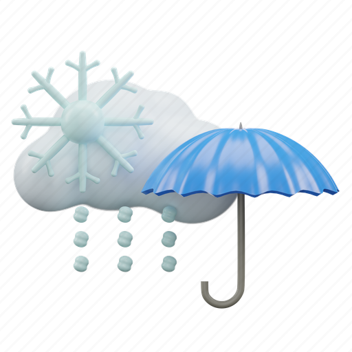 Umberella, snow, rain, cloud, weather 3D illustration - Download on Iconfinder