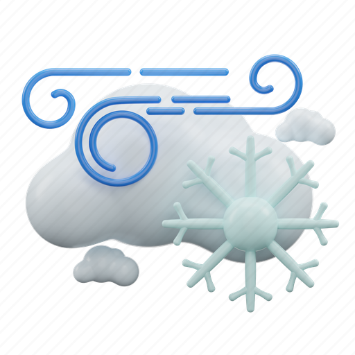 Wind, cloudy, snow, weather 3D illustration - Download on Iconfinder