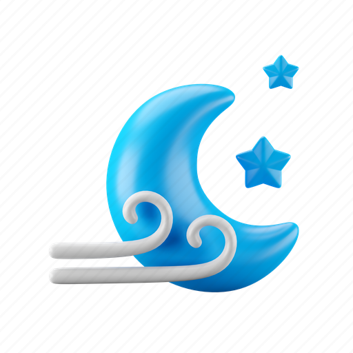 Windy, night, starry night 3D illustration - Download on Iconfinder
