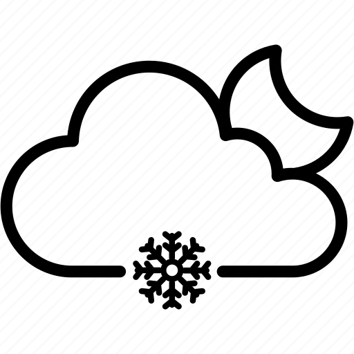 Cloudy, moon, snow, cloud, night, snowflake, weather icon - Download on Iconfinder