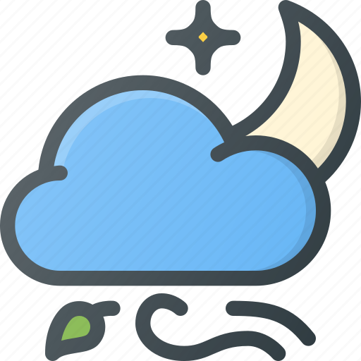 Forcast, night, weather, wind, windy icon - Download on Iconfinder