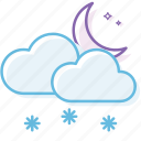 cloud, cloudy, night, snow, weather