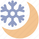 cold, moon, night, night moon, snow, snowflake, weather
