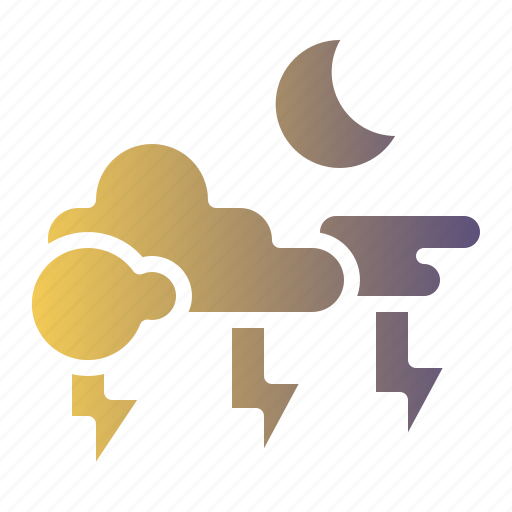 Lightning, moon, night, rainy, storm, thunder, weather icon - Download on Iconfinder