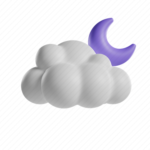Cloudy, night, cloud, cumulus, moon, star, clear 3D illustration - Download on Iconfinder