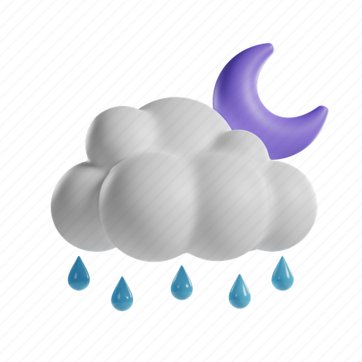 Cloud, cloudy, cumulus, moon, night, rain, drizzle 3D illustration - Download on Iconfinder