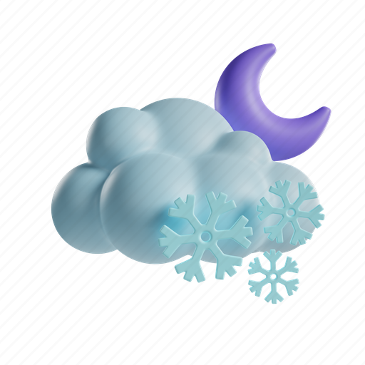 Snow, cloud, night, cloudy, cumulus, moon, cold 3D illustration - Download on Iconfinder