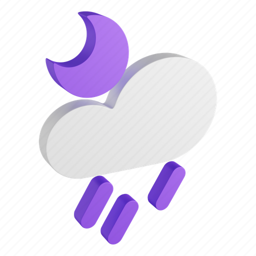 Moon, cloud, rain, isometric, weather, night 3D illustration - Download on Iconfinder