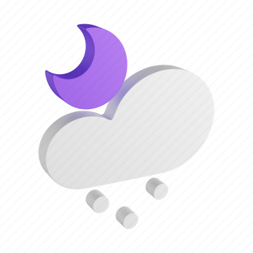 Moon, cloud, snow, isometric, night, weather, meteo 3D illustration - Download on Iconfinder