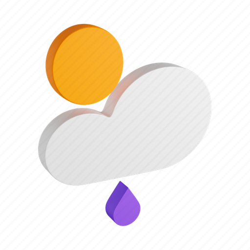 Sun, cloud, rain, isometric, weather 3D illustration - Download on Iconfinder