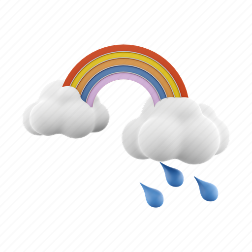 Png, rain, cloudy, rainbow, cloud, weather, colorful 3D illustration - Download on Iconfinder