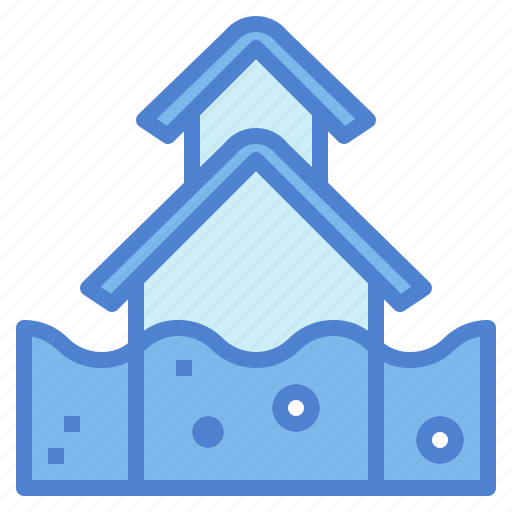 Flood, flooded, house, water icon
