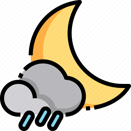 Cloud, moon, night, rain, rainy icon - Download on Iconfinder