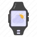 weather tracker, smartwatch, weather forecast, overcast, weather app