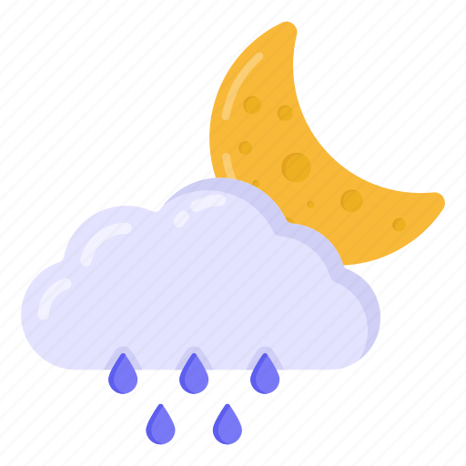 Rainfall, cloud raining, weather forecast, rainy night, rainy season icon - Download on Iconfinder