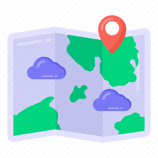 Location map, navigation, location, trifold map, gps, geolocation icon - Download on Iconfinder