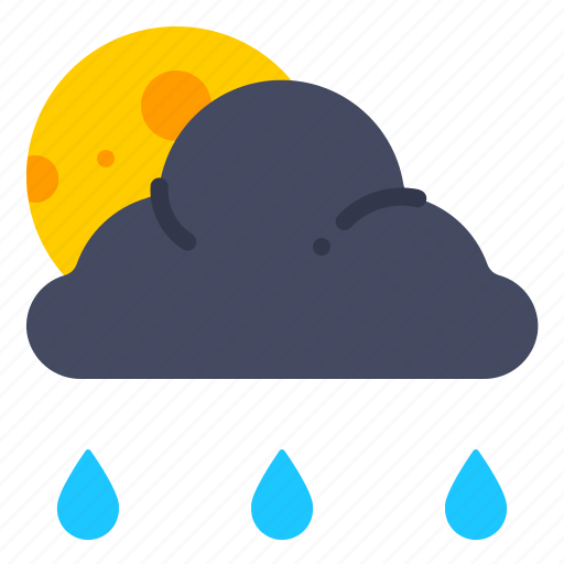 Rainy, night, weather, cloud, moon, raindrop, rain icon - Download on Iconfinder