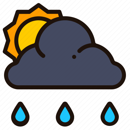 Rainy, weather, cloud, raindrop, sun, rain, forecast icon - Download on Iconfinder