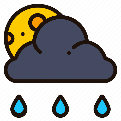 Rainy, night, weather, cloud, moon, raindrop, rain icon - Download on Iconfinder