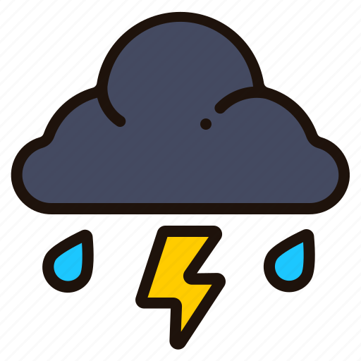 Storm, weather, thunderbolt, lighting, rain, meteorology, forecast icon - Download on Iconfinder