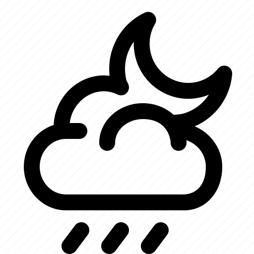 Cloud, moon, moon cloud rain, night, rain, weather icon - Download on Iconfinder