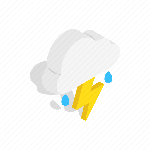 Cloud, isometric, lightning, rain, storm, thunder, weather icon - Download on Iconfinder
