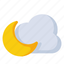 cloudy night, cloudy, night, moon, half moon, sky, crescent moon, forecast, meteorology, weather