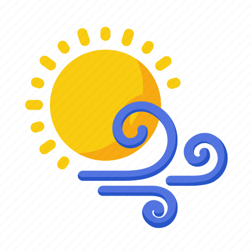 Windy, sun, wind, breeze, weather, forecast, meteorology icon - Download on Iconfinder