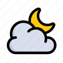 cloudy night, half moon, crescent moon, cloud, weather, forecast, meteorology, night 