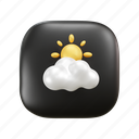 weather icon, weather report, 3d illustration, cloud, sun, rainy, night