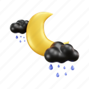 weather icon, weather report, 3d illustration, cloud, sun, rainy, night, ] 
