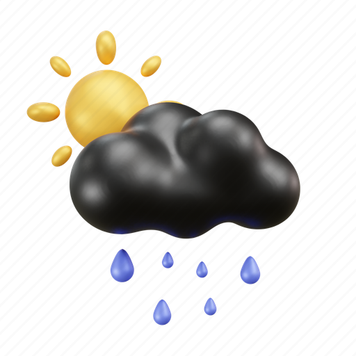 Weather icon, weather report, 3d illustration, cloud, sun, rainy, night 3D illustration - Download on Iconfinder