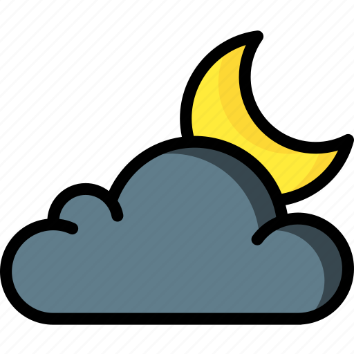 Cloudy, moon, night, weather icon - Download on Iconfinder