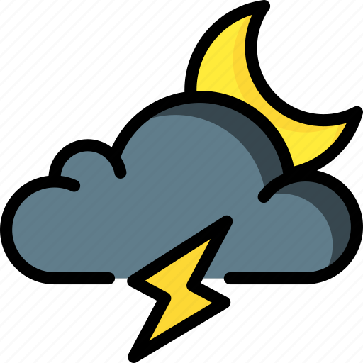 Cloud, lightning, moon, storm, weather icon - Download on Iconfinder