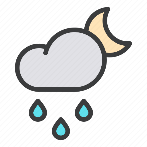 Cloud, drizzle, drops, moon, night, rain, rainfall icon - Download on Iconfinder