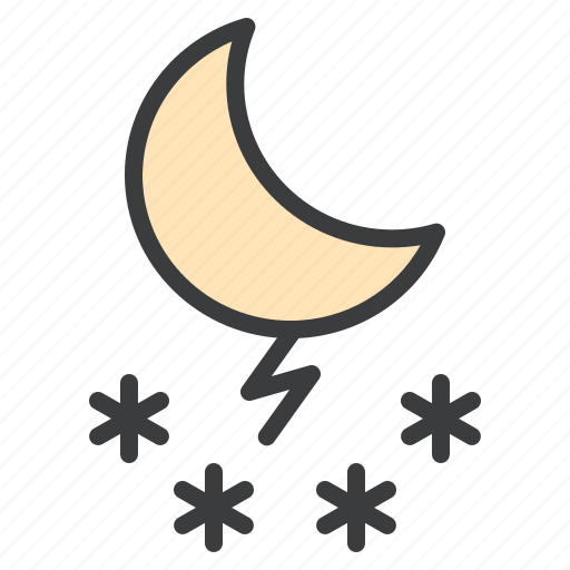 Forecast, moon, night, snow, snowfall, storm, weather icon - Download on Iconfinder