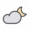 cloud, cloudy, forecast, moon, night, weather