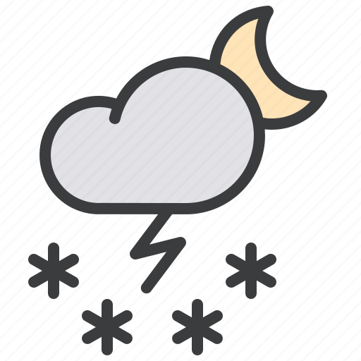 Cloud, forecast, moon, night, snow, storm, thunder icon - Download on Iconfinder