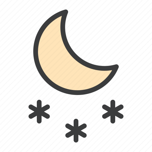 Cold, forecast, moon, night, snow, snowfall, weather icon - Download on Iconfinder