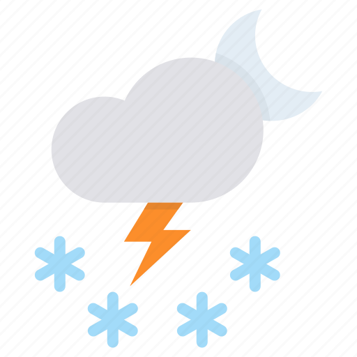 Cloud, forecast, moon, night, snow, storm, thunder icon - Download on Iconfinder