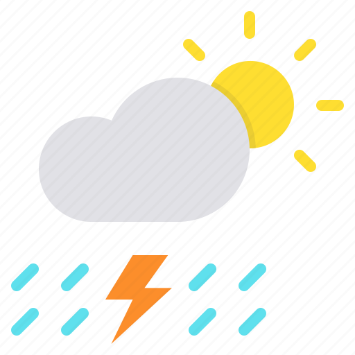 Cloud, daytime, lightning, rain, rainfall, sun, thunder icon - Download on Iconfinder