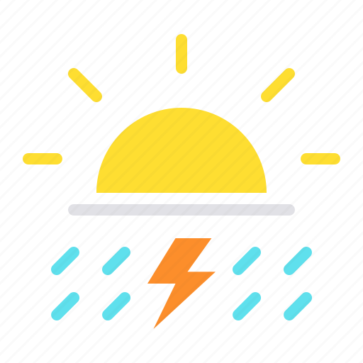 Day, daytime, lightning, rain, rainfall, sun, thunder icon - Download on Iconfinder