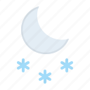 cold, forecast, moon, night, snow, snowfall, weather