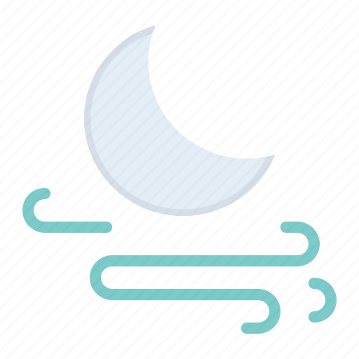 Forecast, moon, night, storm, wind, windy icon - Download on Iconfinder