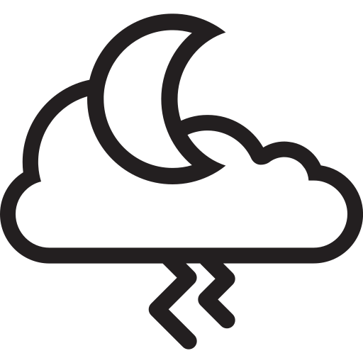 Cloud, cloudy, forecast, moon, night, thunder, weather icon - Free download