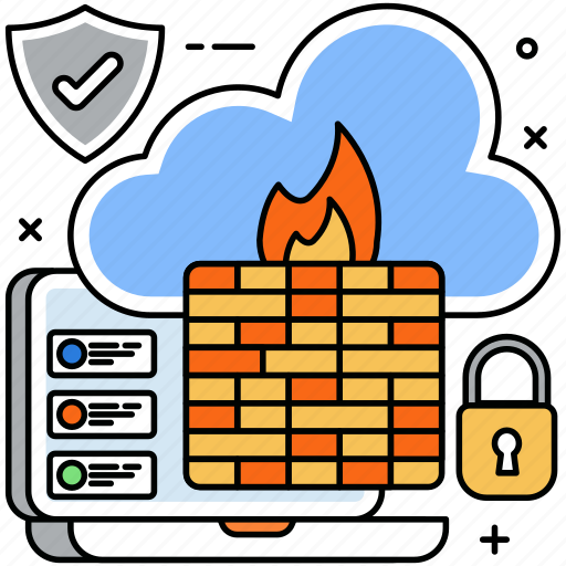 Cloud, firewall, wall, fire, attested, security, shield icon - Download on Iconfinder
