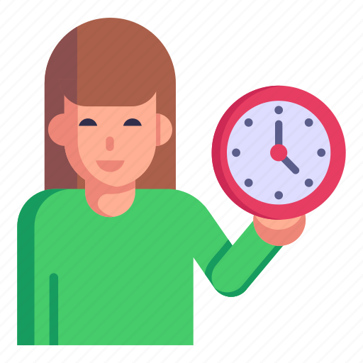 Working hours, punctual, female, immediate, clock icon - Download on Iconfinder