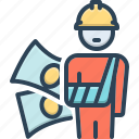 worker, remuneration, reimbursement, settlement, disbursement, solatium, construction