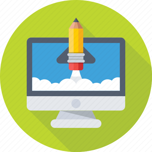 Build site, create website, monitor, rocket, startup icon - Download on Iconfinder
